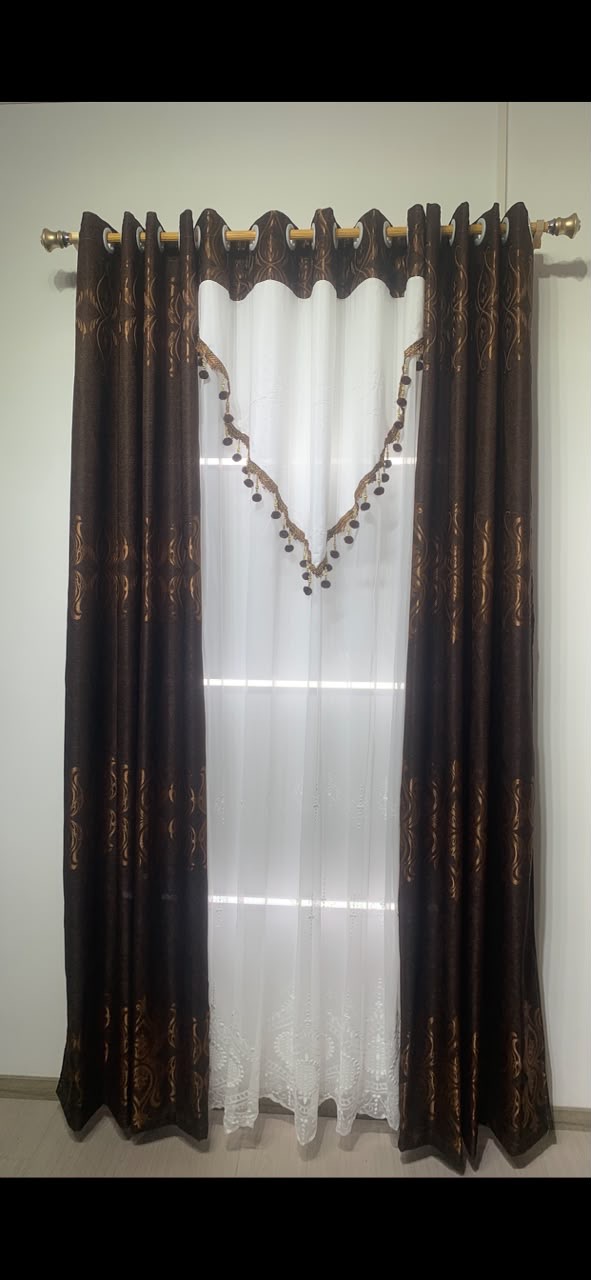 Bronze Scroll Curtain Set